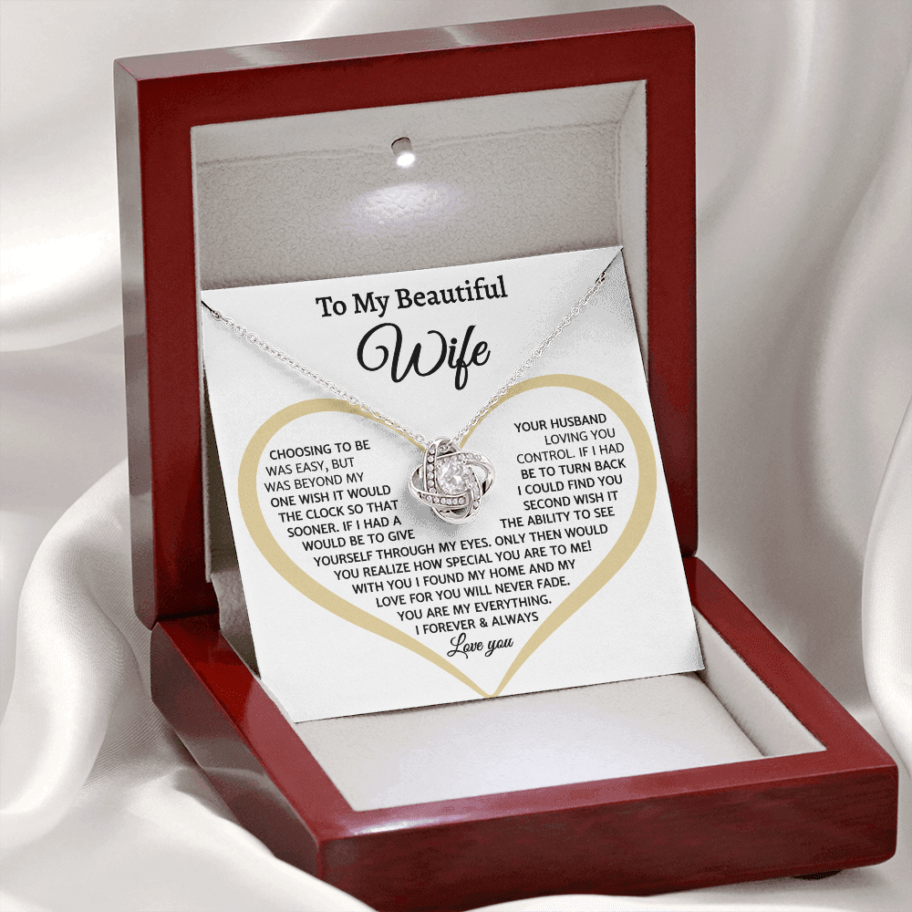 To My Beautiful Wife, Love Knot Necklace
