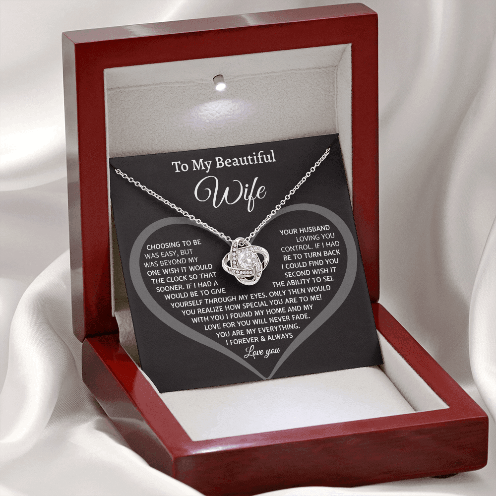 To My Beautiful Wife, Love Knot Necklace