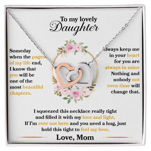 To My Lovely Daughter, Interlocking Hearts Necklace