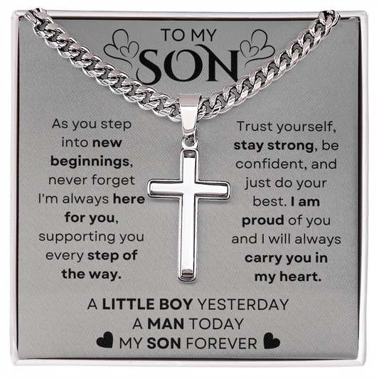 My Son Forever, Cubin Link Chain With Cross