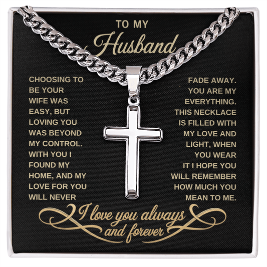 Loving You Was Beyond My Control, Cuban Chain with Artisan Cross Necklace.