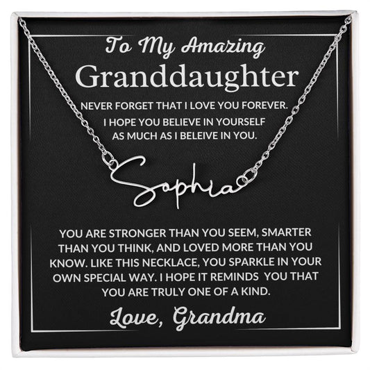 To My Granddaughter, Personalized Signature Name Necklace