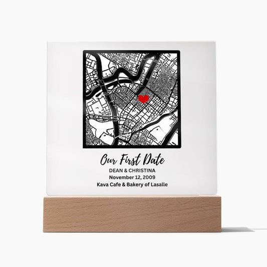 Our First Date, Square Acrylic Plaque