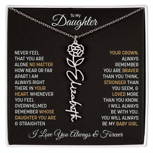 Daughter Never fear That You Are Alone, Flower Name Necklace