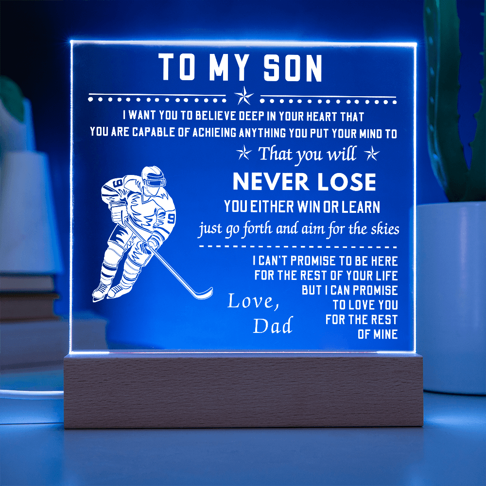 Acrylic Square LED Lighted Plaque, To My Son