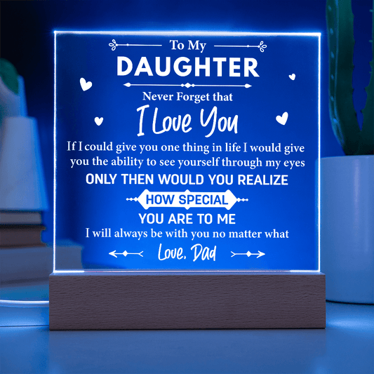 Square LED Acrylic Plaque, To My Daughter