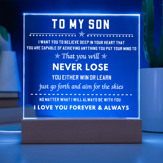 Square LED Acrylic Plaque, To My Son