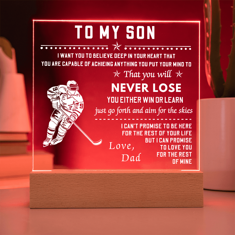 Acrylic Square LED Lighted Plaque, To My Son