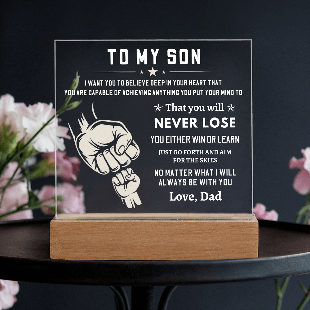 To My Son, Acrylic Square Plaque With LED Light