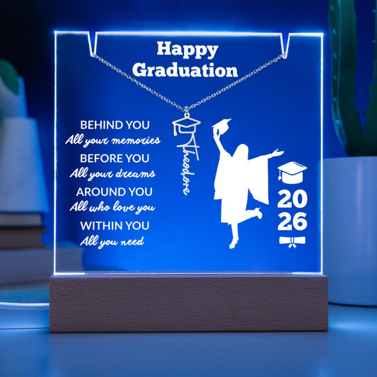 Graduation Cap Name Necklace-Aclrylic Plaque Bundle