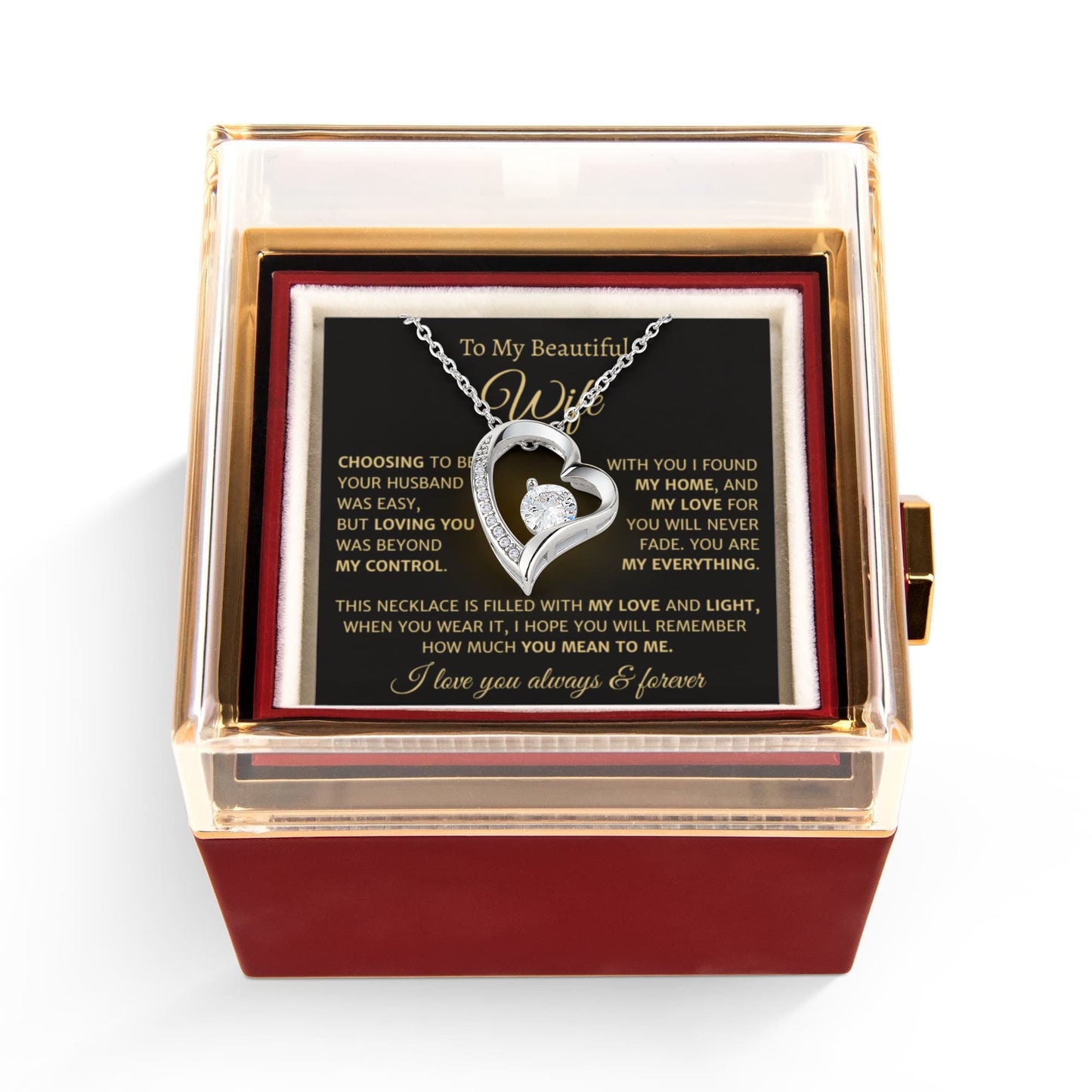 Romantic Forever Love Necklace With Rose Box