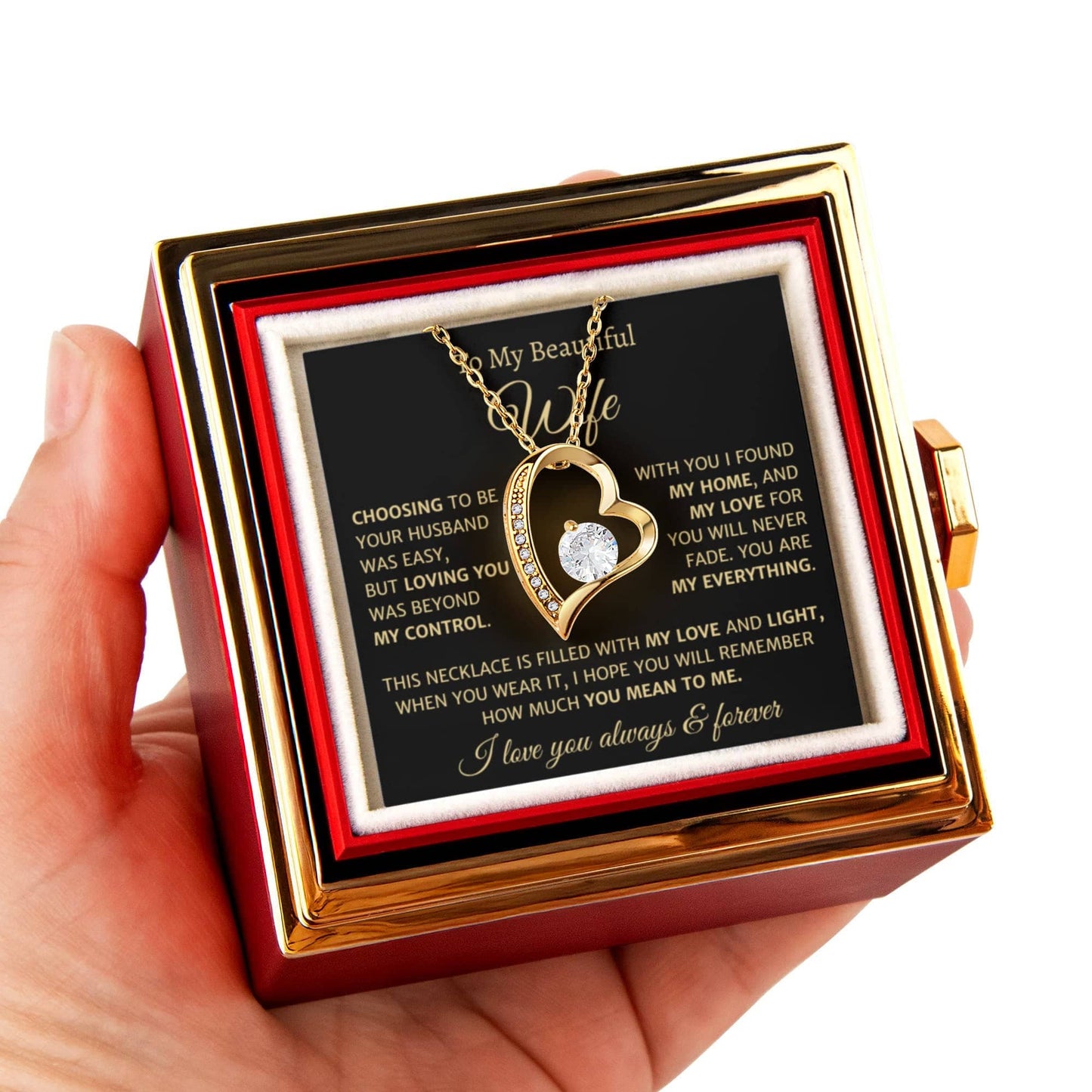 Romantic Forever Love Necklace With Rose Box