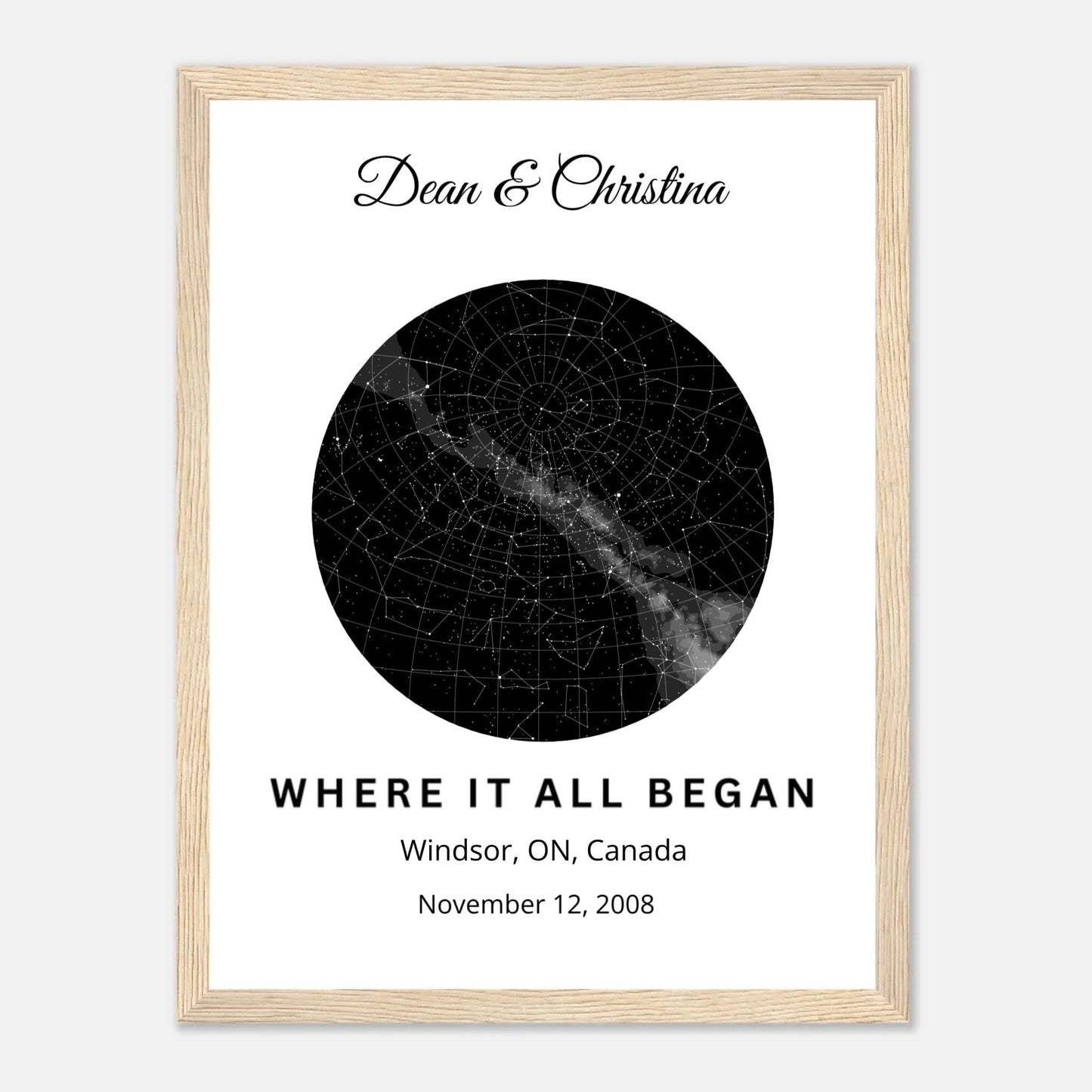 Star Map, Classic Matte Paper Wooden Framed Poster