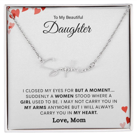 I Closed My Eyes, Signature Name Style Necklace