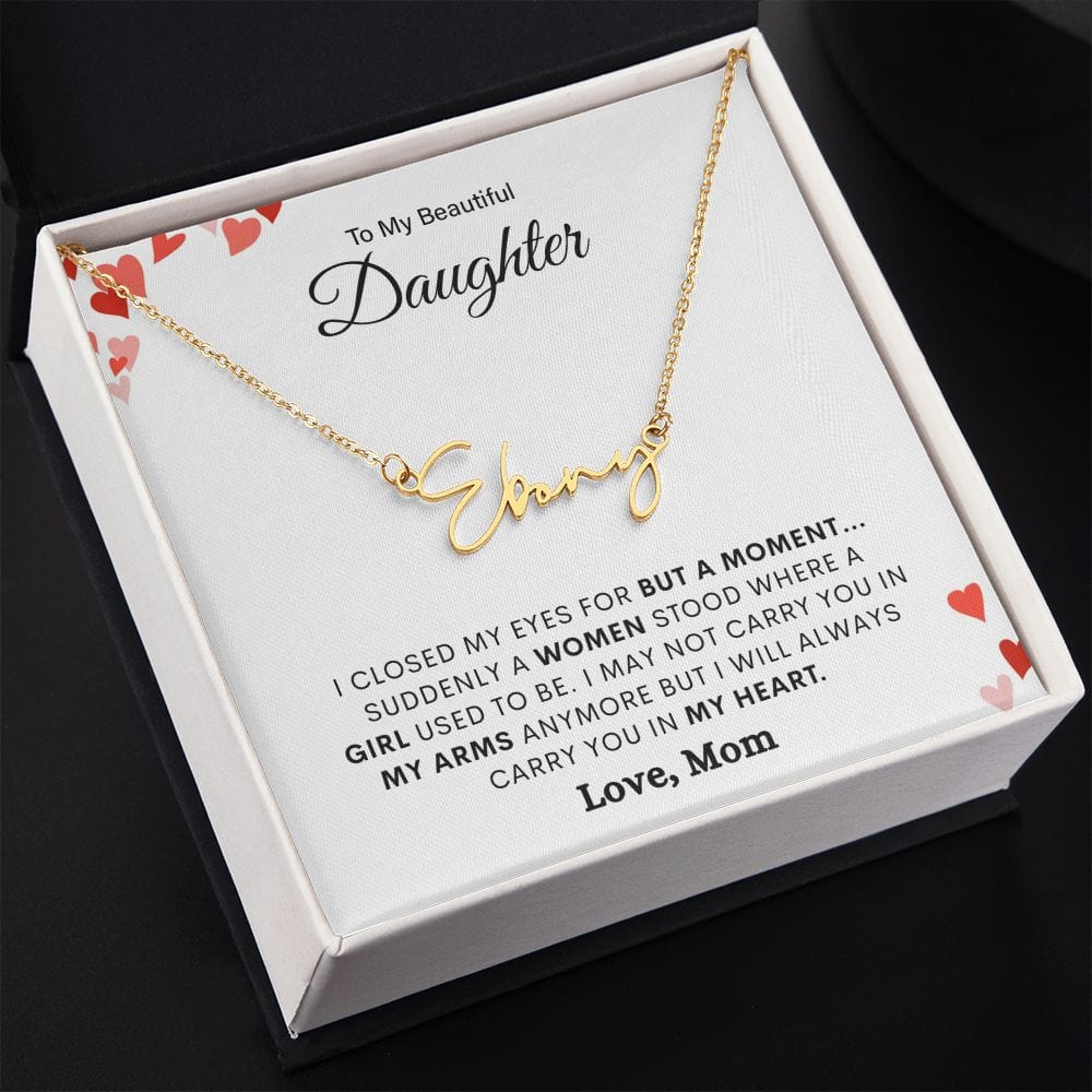 I Closed My Eyes, Signature Name Style Necklace